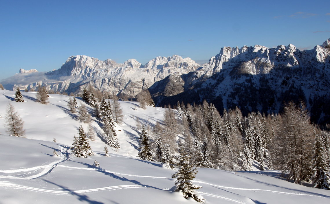 Image of freeride skiers in Falcade